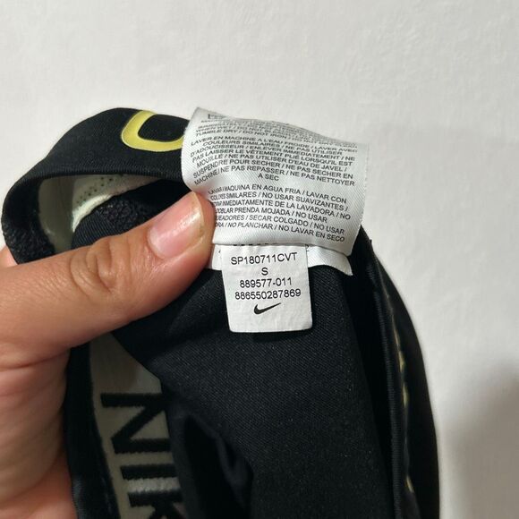 Nike Pro Compression Shorts Women’s Small Black Yellow Logo Workout Gym - Picture 3 of 5